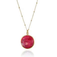 Ruby raw round bezel necklace 